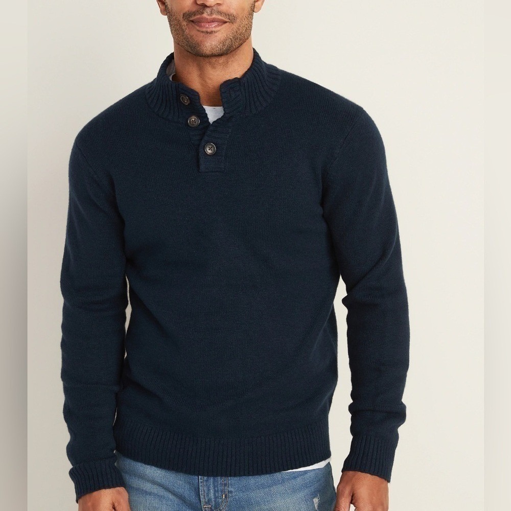 Old Navy Blue Long Sleeve Waffle Knit Sweater Pullover